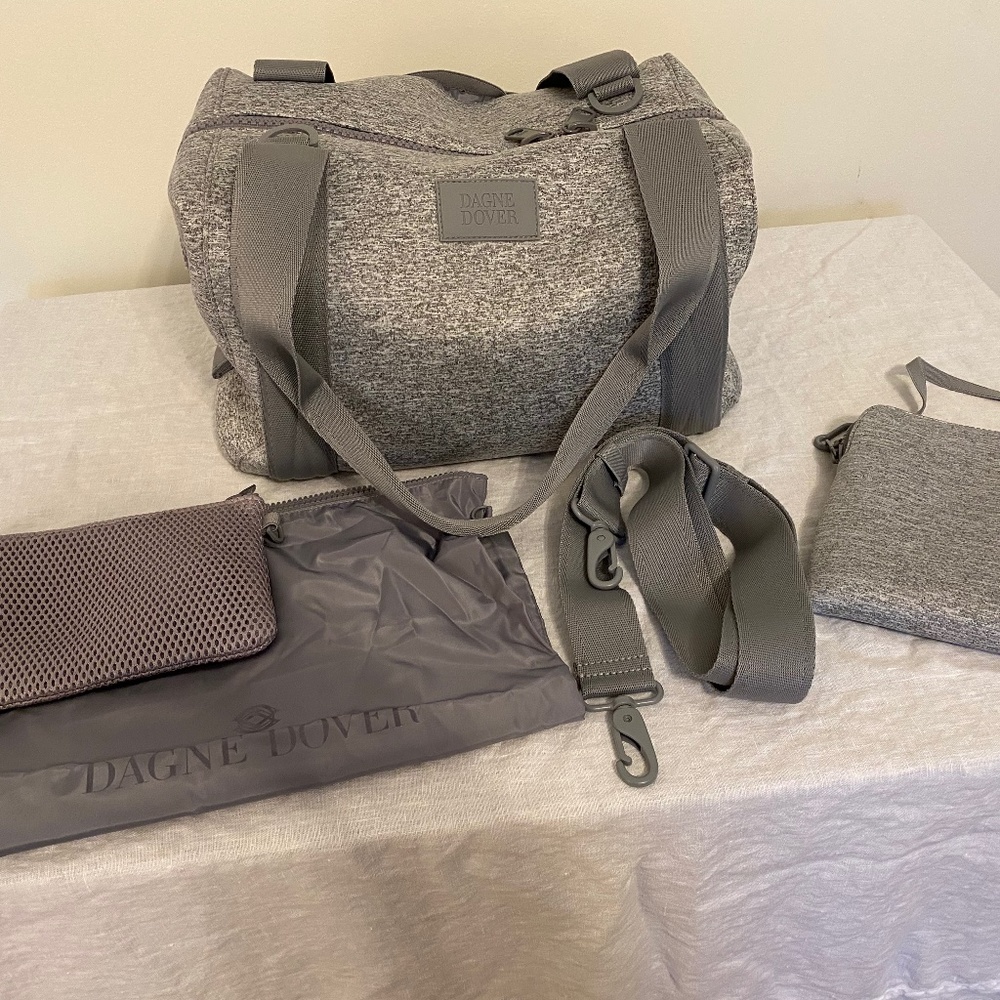 Dagne Dover Medium Landon Carryall and Skye Essentials pouch in Heather Grey